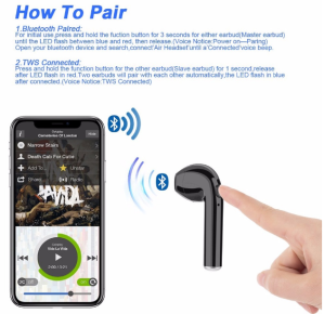 i7 Bluetooth Wireless Headphones connecting